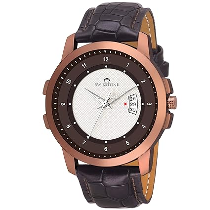 BW390-BRWN Brown Leather Strap Wrist Watch for Men