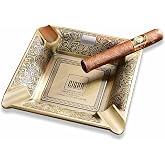Hancigar Cigar Ashtray 4 Slots Metal Large Cigarettes Ashtray for Home and Office Gifts for Men（Yellow）