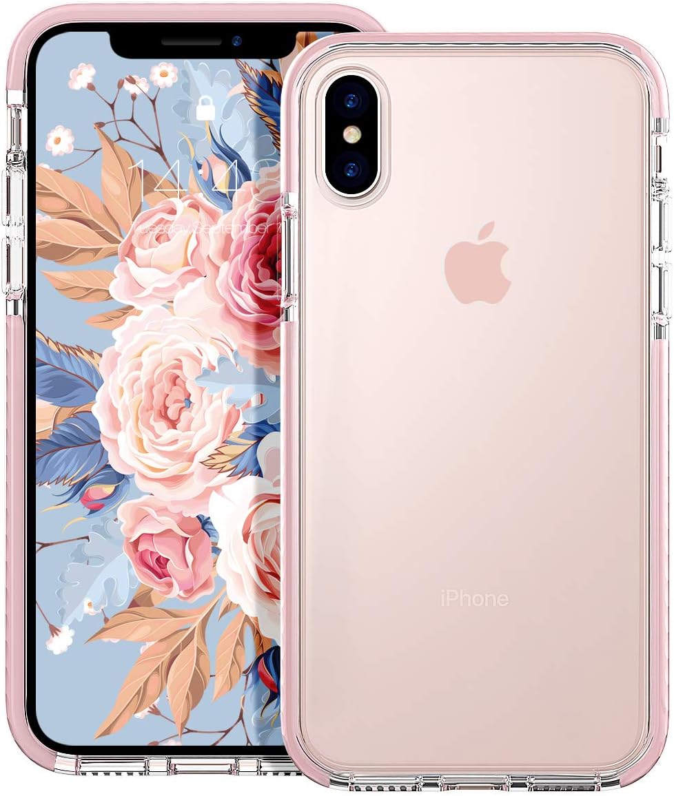 MATEPROX iPhone Xs Max Case Clear Thin Slim Anti-Yellow Anti-Slippery Anti-Scratches Shockproof Bumper Cover Protective Case for iPhone Xs Max 6.5''(Pink)
