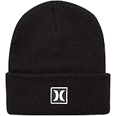 Hurley Men's Cuffed Beanie - Classic One-Sized Knitted Skull Cap Winter Beanie for Men - Stylish Logo Printed Mens Beanie Hat