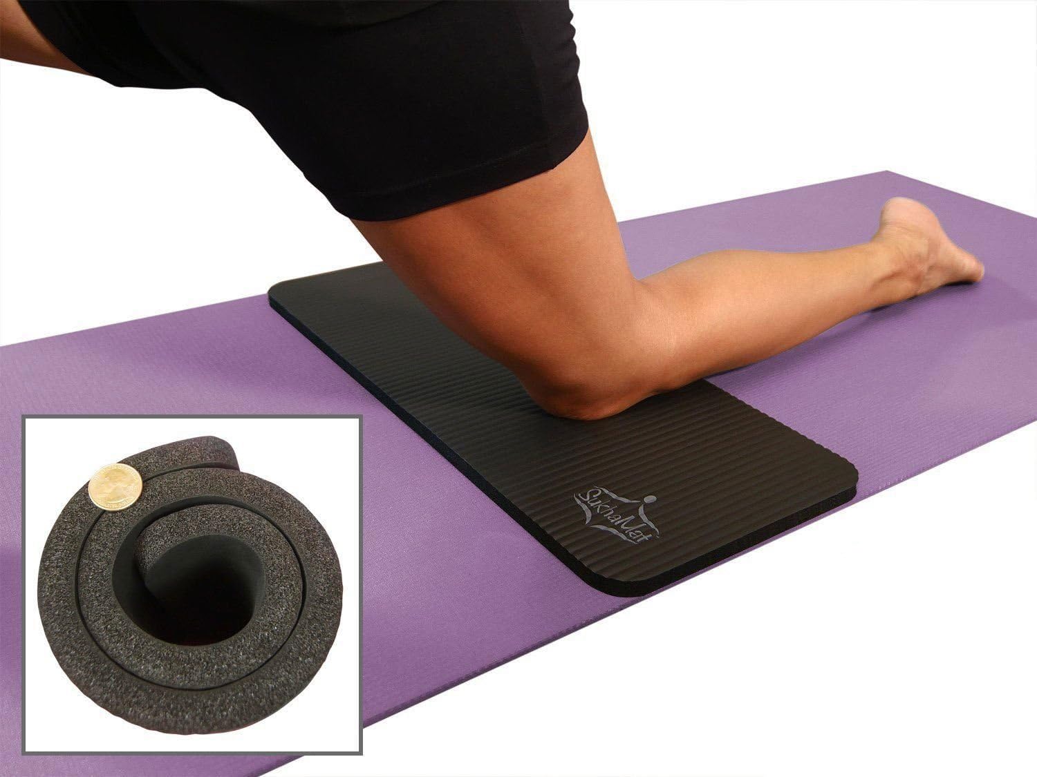 SukhaMat Yoga Knee Pad Cushion – America's Best Exercise Knee Pad - Eliminate Pain During Yoga or Exercise - Extra Padding & Support for Knees, Wrists, Elbows - Complements Your Yoga Mat