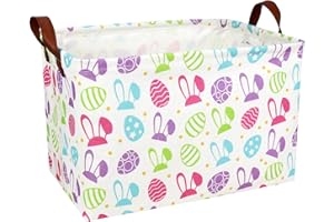 BOAMAU Large Rectangular Cute Kid Easter Basket Empty Bunny Eggs Easter Basket Gift Spring Room Storage Organizer Décor (Long Eared Rabbit Easter Egg)
