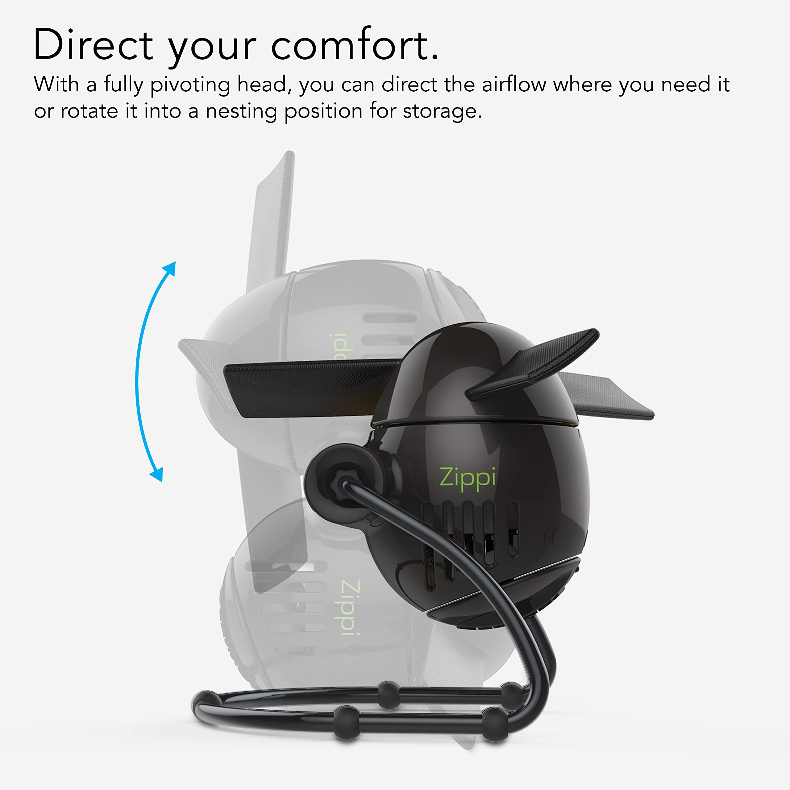 Vornado Zippi Small Personal Fan, Foldable Cooling for Desk, 2 Speed Settings, Soft Nylon Blades, Directable Airflow, Compact Design, Perfect Fan for Office and Bedroom, Multiple Color Options, Black