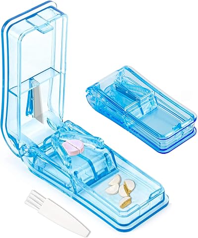 ILLUVA Pill Tablet Cutter Blue - Pill Splitter for Small or Large Pills