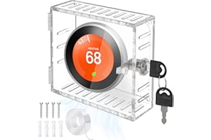 Upifen Thermostat Lock Box Square - 5 x 5 Thermostat Cover With Lock, No Screws Thermostat LockBox with Key, Clear AC Thermostat Box Cover, Small Acrylic Lock Box For Thermostat on Wall (5x5x2)
