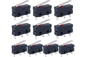 Twidec/10Pcs Mini Micro Limit Switch 5A 125 250V AC SPDT 1NO 1NC Short Lever Arm Switch Snap Action Button Type 3 Pins KW11-3Z02