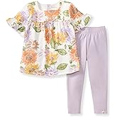 Burt's Bees Baby baby-girls Short Sleeve Top and Leggings Set, Outfit Bundle, 100% Organic Cotton
