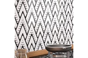 Decotalk Herringbone Peel and Stick Backsplash for Kitchen Stick on Backsplash Tiles for Kitchen White and Black Backsplash Adhesive Backsplash Tile 12"x12" Herringbone Backsplash for Kitchen (3PCS)