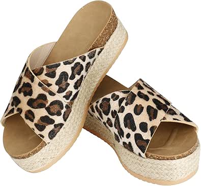 leopard platform slide sandals