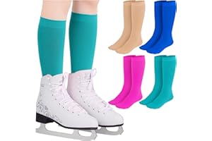 Handepo 4 Pairs Figure Skating Socks High Tights Skate Sock Ice Nylon Skating Socks for Ice Skates Dance