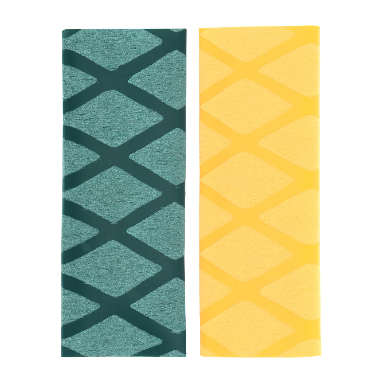 M METERXITY 2 Pack Table Tennis Racket Grip Tape - Paddle Grip, Soft Rubber, Apply to Ping Pong Gripping Handle (100 x 48mm, Green/Yellow)