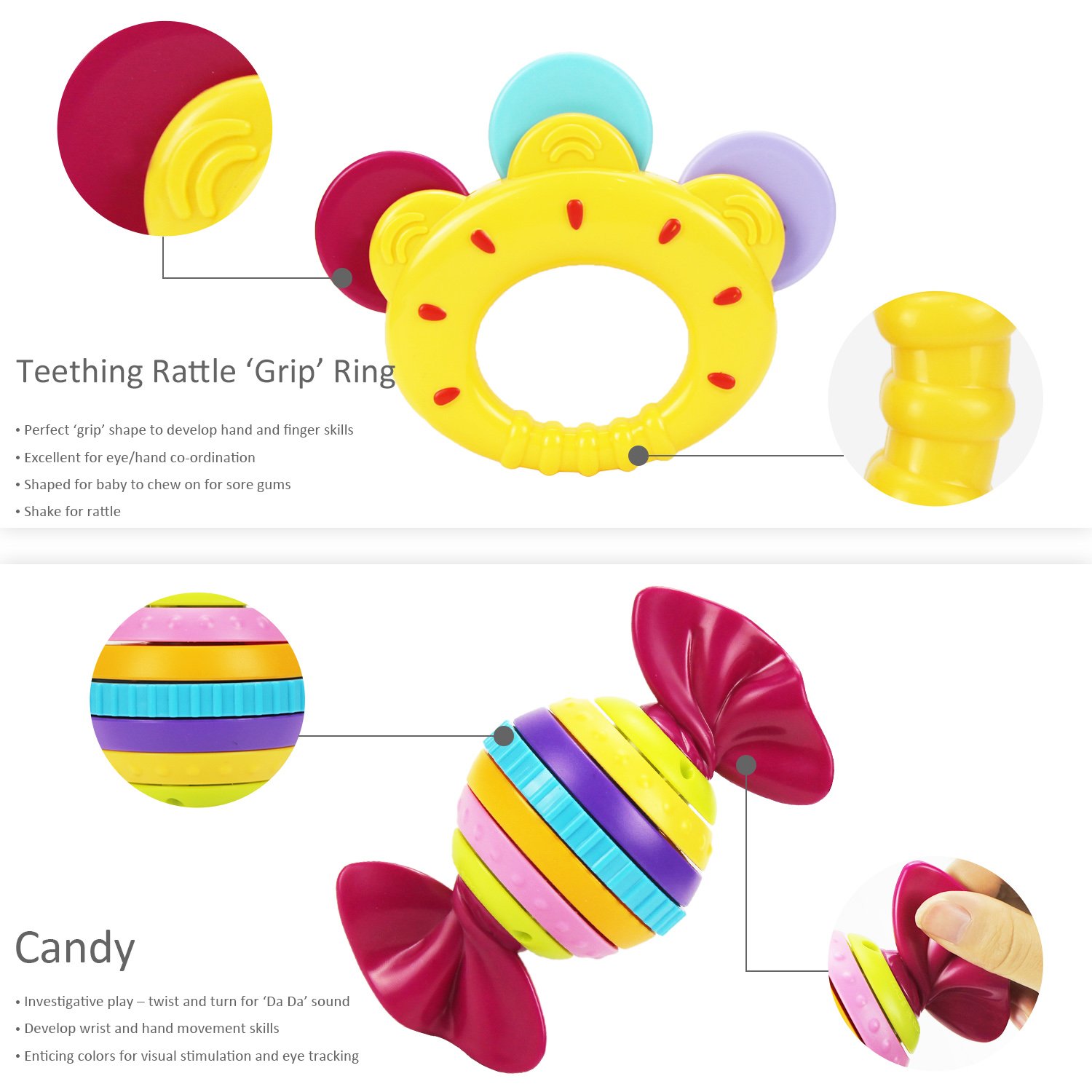 Rattles & Plush Rings Toys & Games iPlay Grab and Spin Rattle 10 Baby