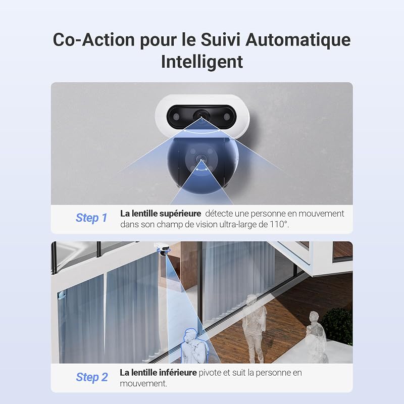 8MP(4MP+4MP) Caméra de Surveillance Extérieur à Double Objectif, C90