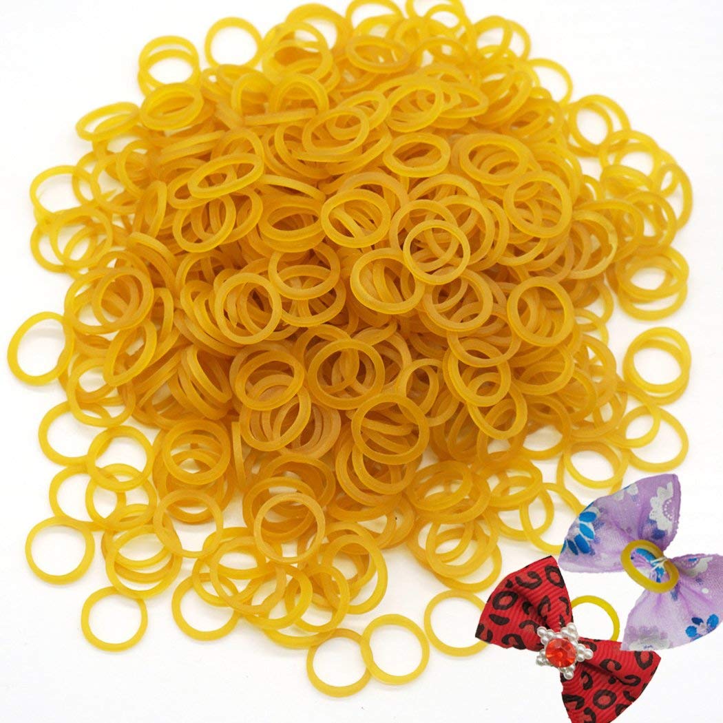 Hixixi 500 PCS 3/8" 9.5mm Elastics Rubber Band for DIY Puppy Cat Dog Hair Bows Grooming Top Knots, Braids, and Dreadlocks