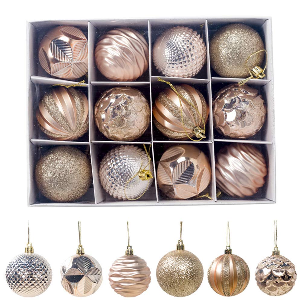 12pcs Christmas Tree Baubles, Christmas Balls Decoration Christmas Tree Pendants Gifts (Orange)