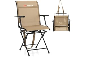 Goplus Hunting Chair, 360° Swivel Folding Hunting Blind Chair with Carrying Strap, 330LBS Capacity, Portable Deer Hunting Stool, Silent Ground Dove Hunting Chair, No Assembly