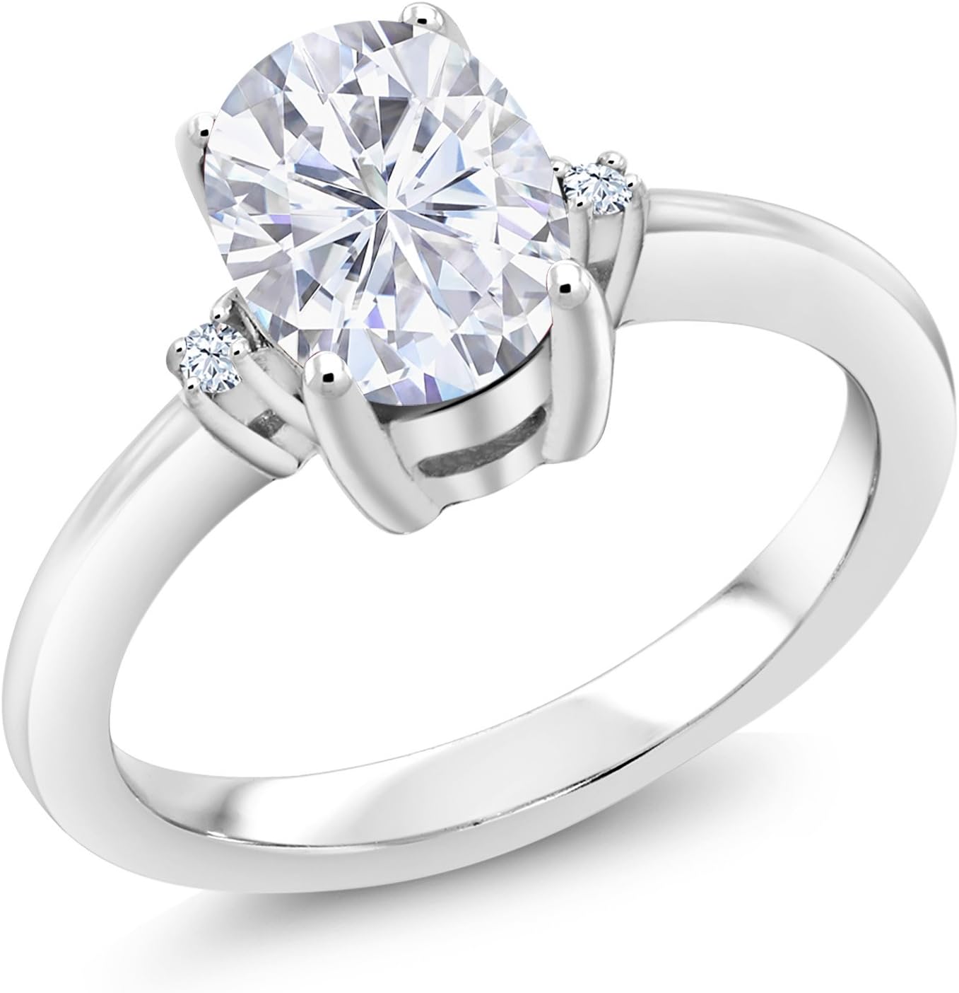 925 Sterling Silver Engagement Ring Forever Brilliant (GHI) Oval 1.50ct (DEW) Created Moissanite by Charles & Colvard