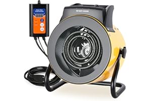 LHUKSGF Greenhouse Heater with Digital Thermostat, 1500W Electric Outdoor Heater, Overheat Protection, Fast Heating, Waterproof for Grow Tent, Green House, Patio, Yellow