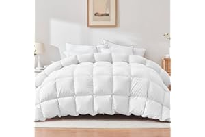 Cosybay Feather Down Comforter Cal-King Size -Luxurious Goose Down Duvet Insert-100% Cotton Cover with 8 Corner Tabs (104x96, Solid White)