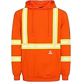 BOCOMAL FR Hoodies Pullover High Visibility 7.5oz Lightweight Non Fleece Hi vis Flame Resistant Reflective Hooded Sweatshirts