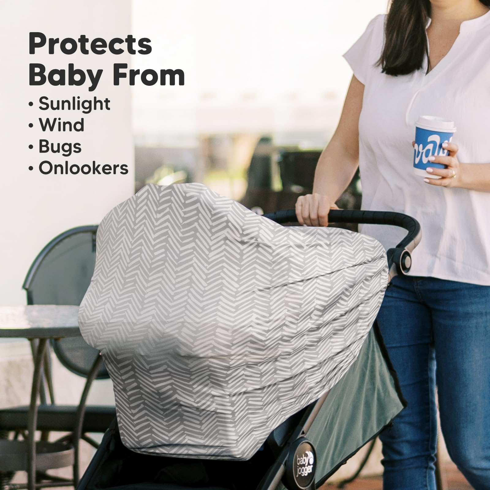 Car Seat Covers for Babies - Nursing Covers for Breastfeeding, Baby Car Seat Canopy for Girls, Boys, Nursing Essentials for Breastfeeding Women, Infant Stroller Privacy Protection (BFF Gray)