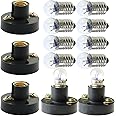 MEETOOT Set of 10pcs Screw Mini Bulb 2.5V and 5pcs E10 Mini Bulb Holder Black Plastic Pure Brass Lamp Bases Student Experiment Lighting DIY Accessories Screw Type Bulb Socket