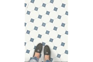 Warsaw Bleucoin Peel and Stick Floor Tiles Anti-Slip Vinyl Decals for Home, Kitchen, Bathroom Water Resistant DIY Renter-Frie