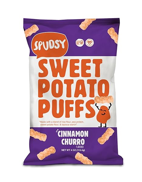 SPUDSY, CINNAMON CHURRO SWEET POTATO PUFFS, 4 OUNCE