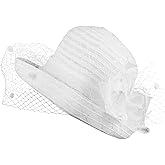 LUCKLISA Fascinators Hat for Women, Organza Tea Party Headband Wedding Hat Headband Hairpin Fascinator Headpiece
