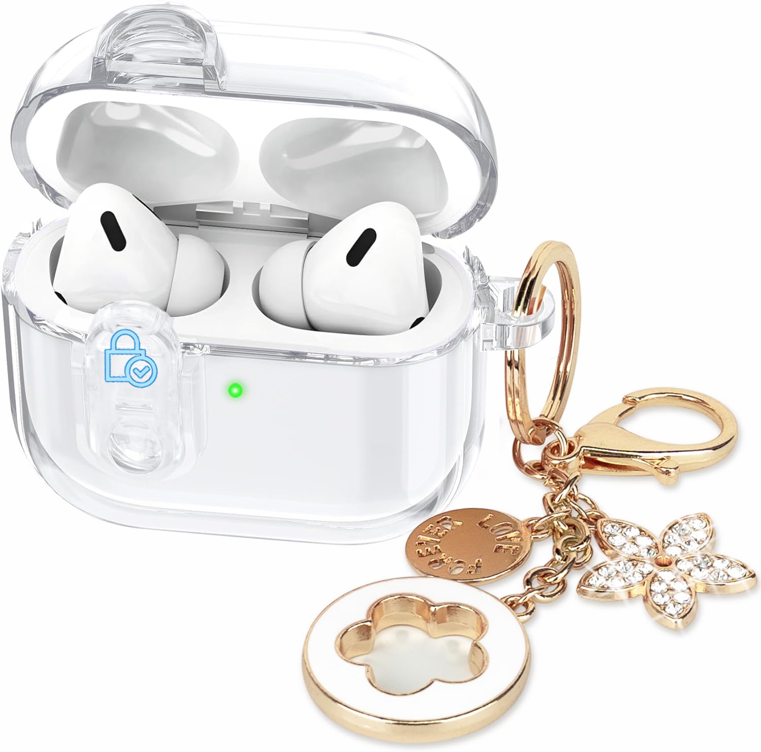 Photo 1 of (with Safety Lock) Clear Case for Apple AirPods Pro 3rd 2025 Women, VOTILE Soft TPU Transparency Air pods Pro 3 Gen Earbuds Case Girl Bling Keychain for Airpod iPod Pro 3rd Gen