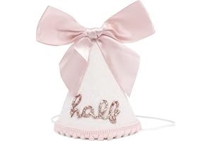 Jissoo Birthday Hat With Bow - Sweet Birthday Decorations,Glitter Number Cone Hat Photo Prop,Princess Bow Hat,Cake Smash