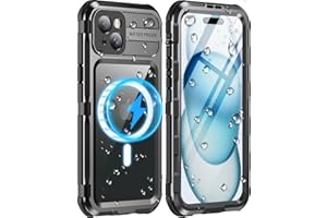 WIFORT for iPhone 15 Waterproof Case - Metal Full Body Protection Case Built-in [Screen Protector][IP68 Water Proof][14FT Military Grade Dropproof][Compatible with MagSafe] Phone Cover, 6.1" Black