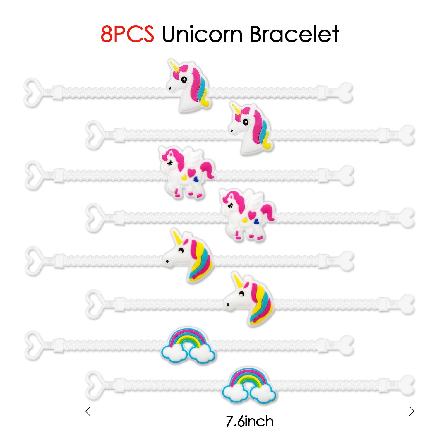 Amteker 30 Pcs Einhorn Party Set - Einhorn Armband, Einhorn Ring, Einhorn Halskette, Einhorn Schlüsselanhänger, Einhorn Adventskalender, Party Mitgebsel Kinder, Party Deko Kindergeburtstag