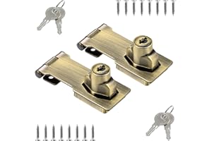 XIUYING FENG 2-Pack Keyed Hasp Lock, Stainless Steel Twist Knob Locking Hasp with Keys for Small Doors, Cabinets, Closets & Safety Latches (3inch, Bronze)