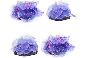 OrgMemory Artificial Coral, 4pcs Navy Blue, Plastic Aquarium Decoration Sculpture