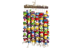 Deloky Extra Large Bird Parrot Chewing Toy-Multicolored Natural Wooden Blocks Bird Tearing Toys Suggested for Macaws Cockatoos,African Grey and a Variety of Amazon Parrots(X- Large)