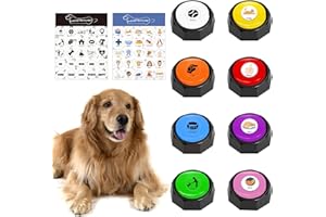 BOSKEY Dog Buttons for Communication, Dog Talking Buttons,8-Piece Dog Talking Buttons, 30-Second Recordable Voice Pet Buzzer Training Buttons, Includes 50 Scene-Associated Training Stickers (8 Pack)