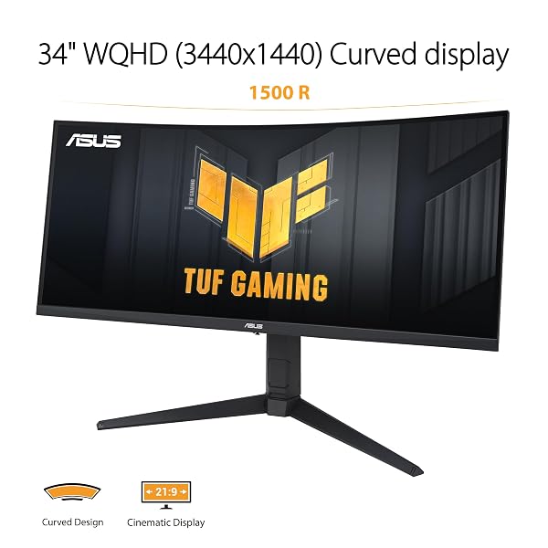 ASUS TUF GAMING 34” 1440P 1500R CURVED MONITOR (VG34VQL3A) – QHD (3440 X 1440), 180HZ, 1MS, EXTREME LOW MOTION BLUR, FREESYNC PREMIUM PRO, 125% SRGB, DISPLAYHDR 400, HEIGHT ADJUSTABLE, 3 YEAR WARRANTY