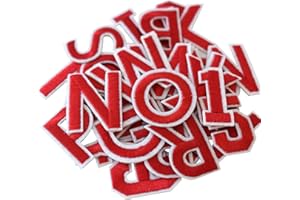 GUYI GYGYL 72 Pieces Iron on Letters and Numbers Patches, Red Letter Patches Alphabet Embroidered Patch A-Z, Numbers 0-9 Applique for Clothes, Dress, Hat, Socks, Jeans, DIY Accessories