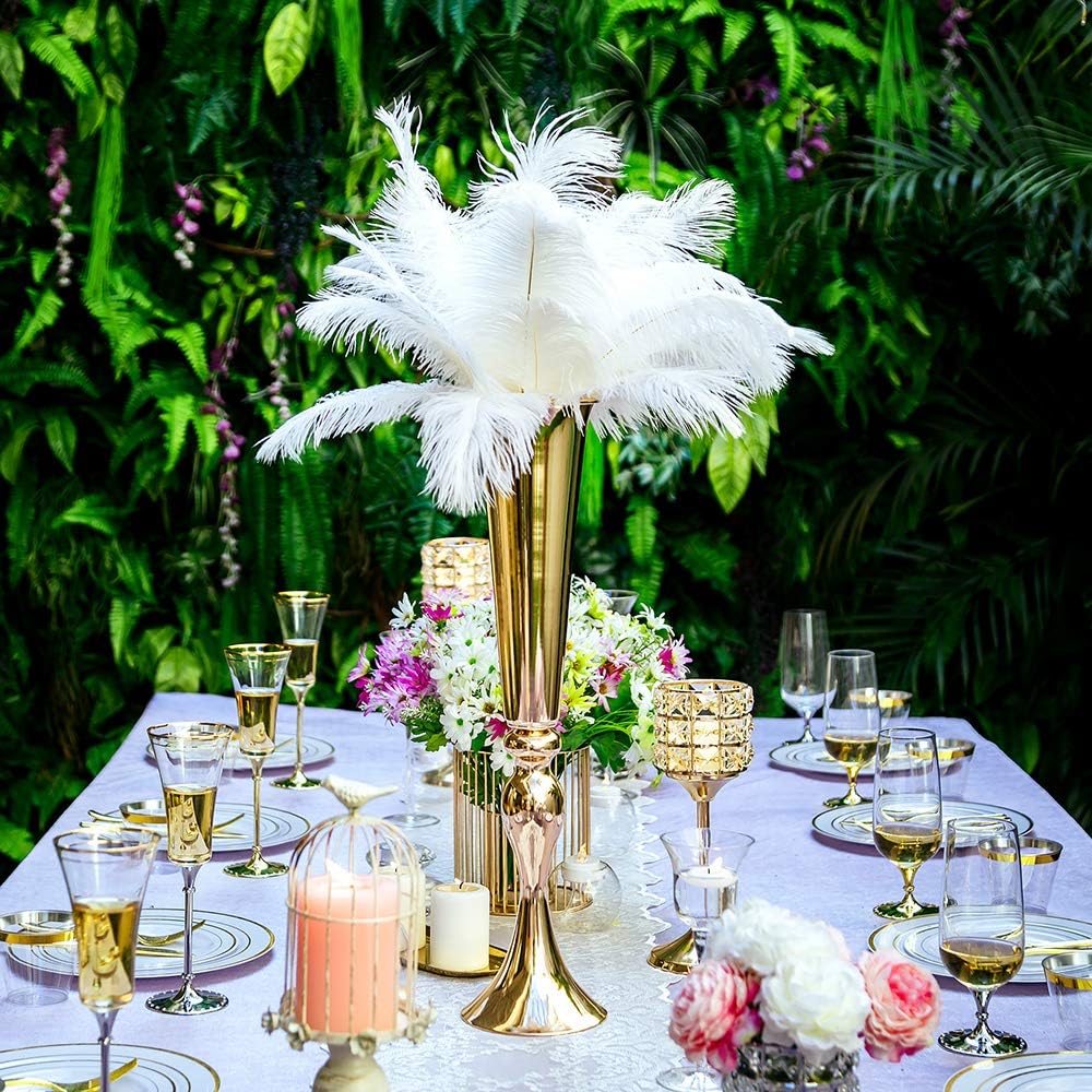 NUPTIO Gold Vase for Wedding Centrepieces: 2 Pcs 55.5cm Tall Flower Trumpet Vases Metal Stand for Golden Weddings Table Centerpieces Birthday Party Anniversary Decorations - Image 4