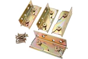 Set of 4 Bed Rail Bracket, Heavy Duty Bed Rail Fittings, Non-Mortise Wooden Bed Frame Connectors for Foot Boards Headboards (