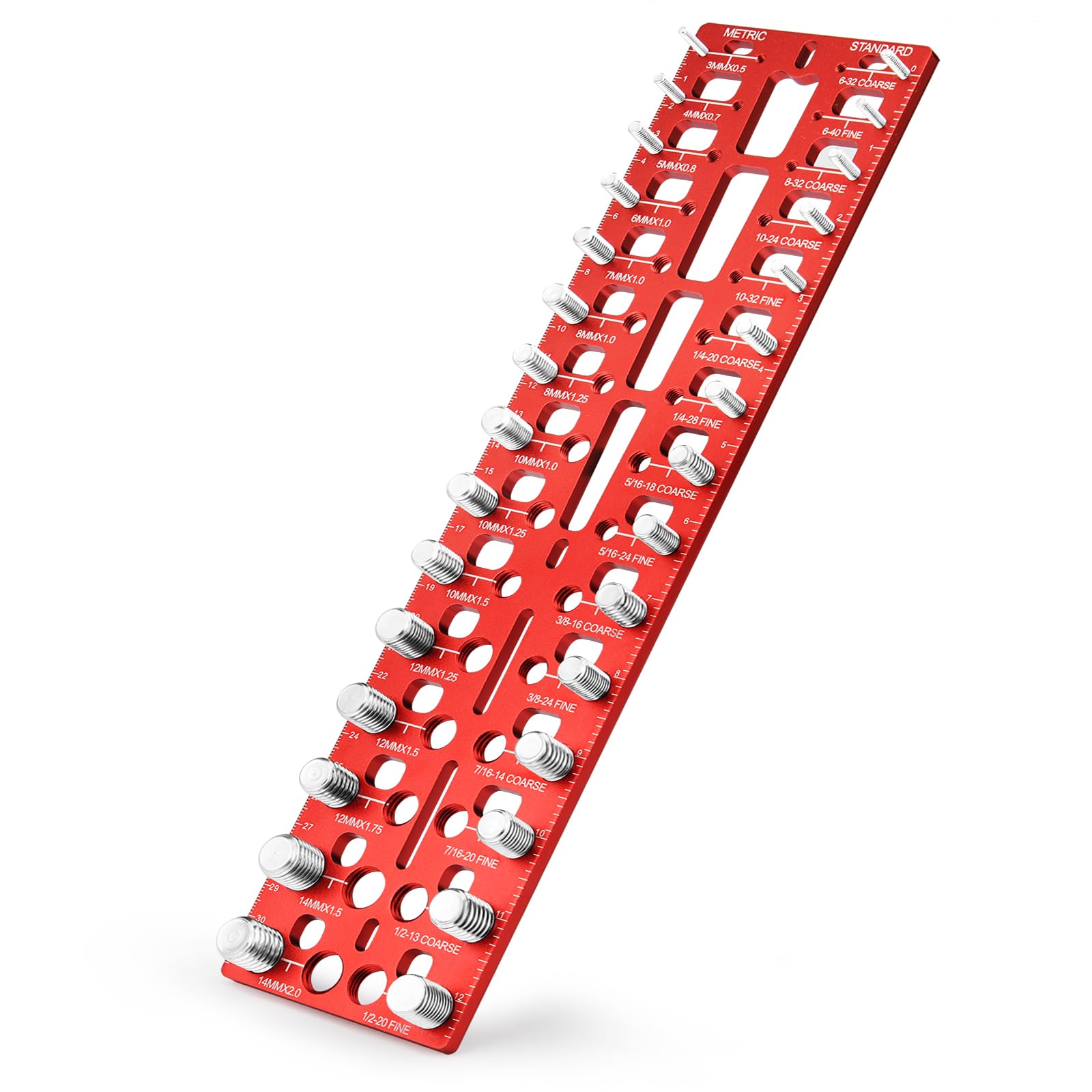 Photo 1 of Comfylichi 30 Nut and Bolt Thread Checker (15 Standard + 15 Metric), Thread Gauge SAE and Metric, Bolt Size Finder, Screws Sizer & Measuring Tool for Quick Identification