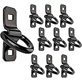 Cavo 5 PCS 3/8" Steel D-Ring Tie Down Anchors, 6000 lbs Heavy Duty Lashing Rings Kit for Trailer Pickup Van ATV SUV RV Boat Motorcycle, Cargo Surface Mount Hooks, Trucks Bed Anchors, Black
