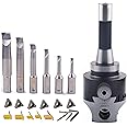 iCarbide R8 Boring Head 2Inch and 1/2 Shank Boring Bar 6pcs Set (Inserts Included) 1/2" - 4"