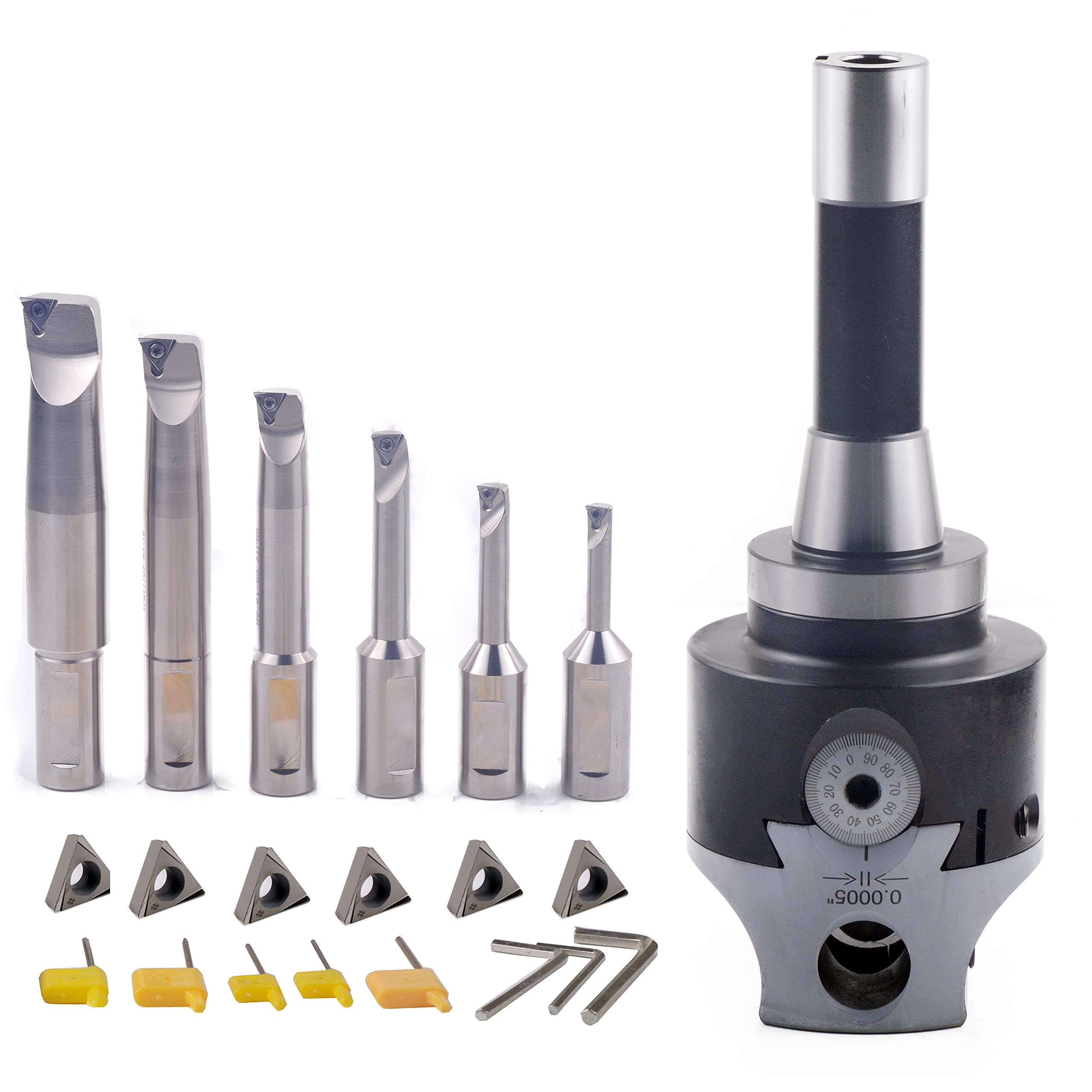 Photo 1 of iCarbide R8 Boring Head 2Inch and 1/2 Shank Boring Bar 6pcs Set (Inserts Included) 1/2" - 4"