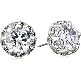 "Cz Ears" Crystal Cubic Zirconia Ruffled Round Stud Earrings