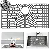 Snuggery Silicone Sink Protector 26“x14" Rear Drain Hole, Heat Resistant Non-slip Dishwasher Suitable, Large Sink Mat for Bot
