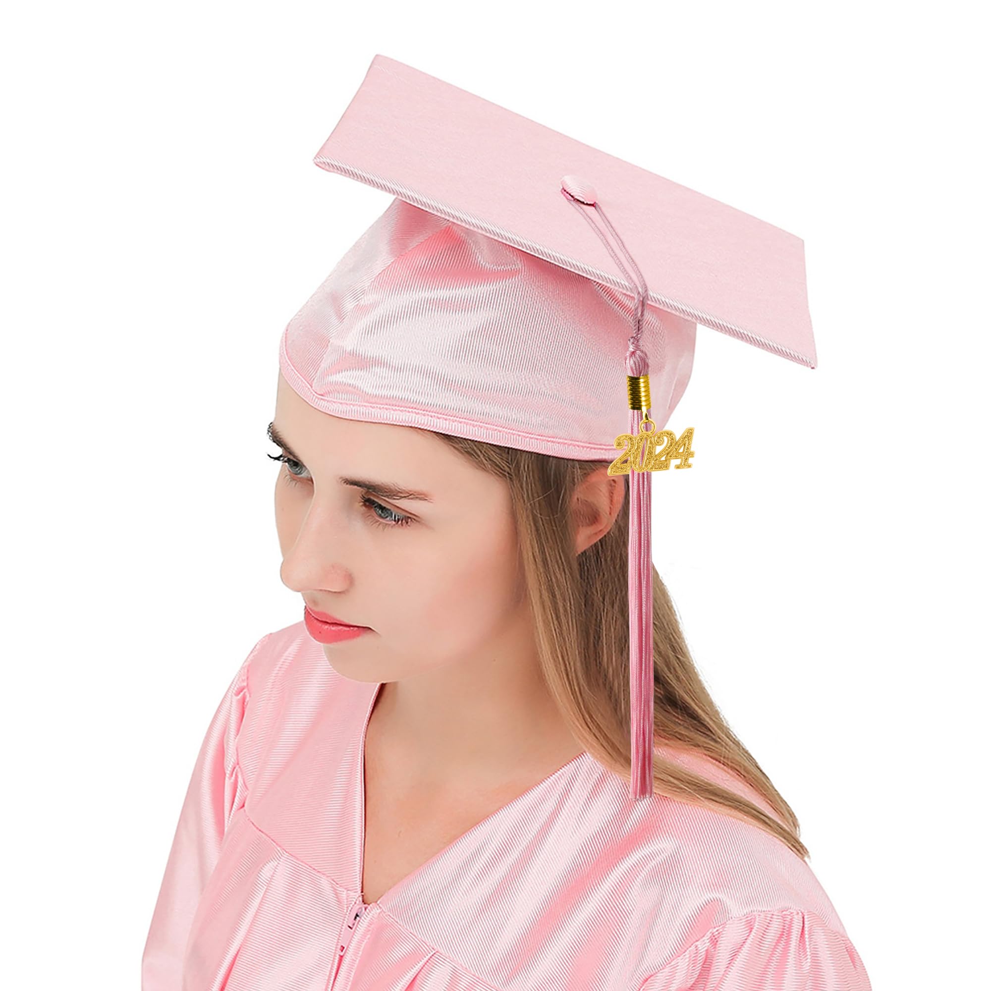 GraduationMall Shiny Graduation Gown Cap Tassel Set 2024 For High