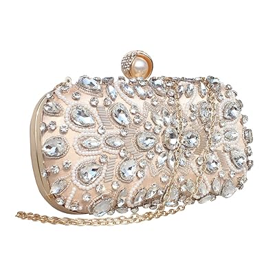 Womens Beaded Crystal Clutch Rhinestone Evening Bag Wedding Bridal Prom Purse