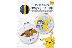 Pokemon Cross Stitch Kit: Includes patterns and materials to stitch Pikachu & Piplup,